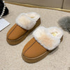 Veda plataforma gola de pele forrada slip on mule