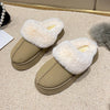 Veda plataforma gola de pele forrada slip on mule
