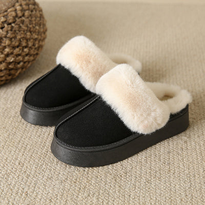 Veda Platform Fur Collar Lined Slip On Mule