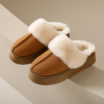 Veda Platform Fur Collar Lined Slip On Mule