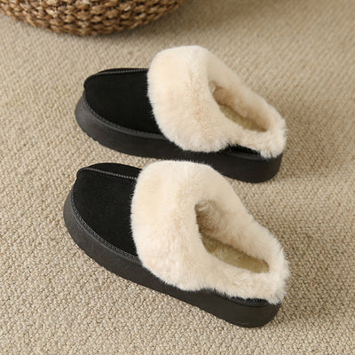 Veda Platform Fur Collar Lined Slip On Mule